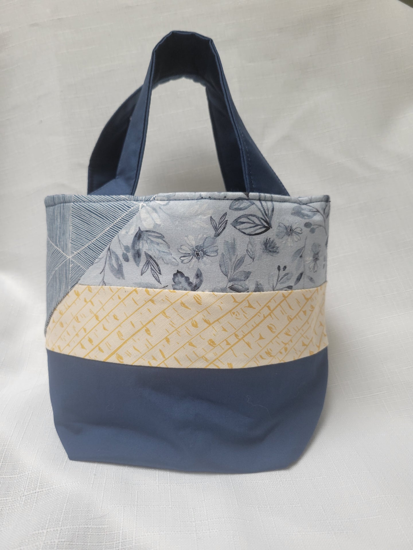 Blue Flowers Cotton Tiny Tote