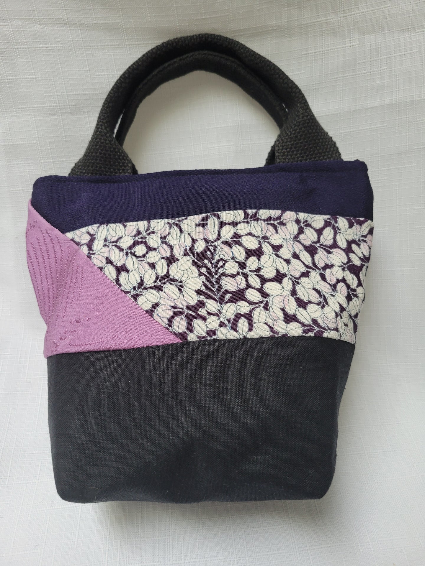 Purple Flowers Silk Tiny Tote