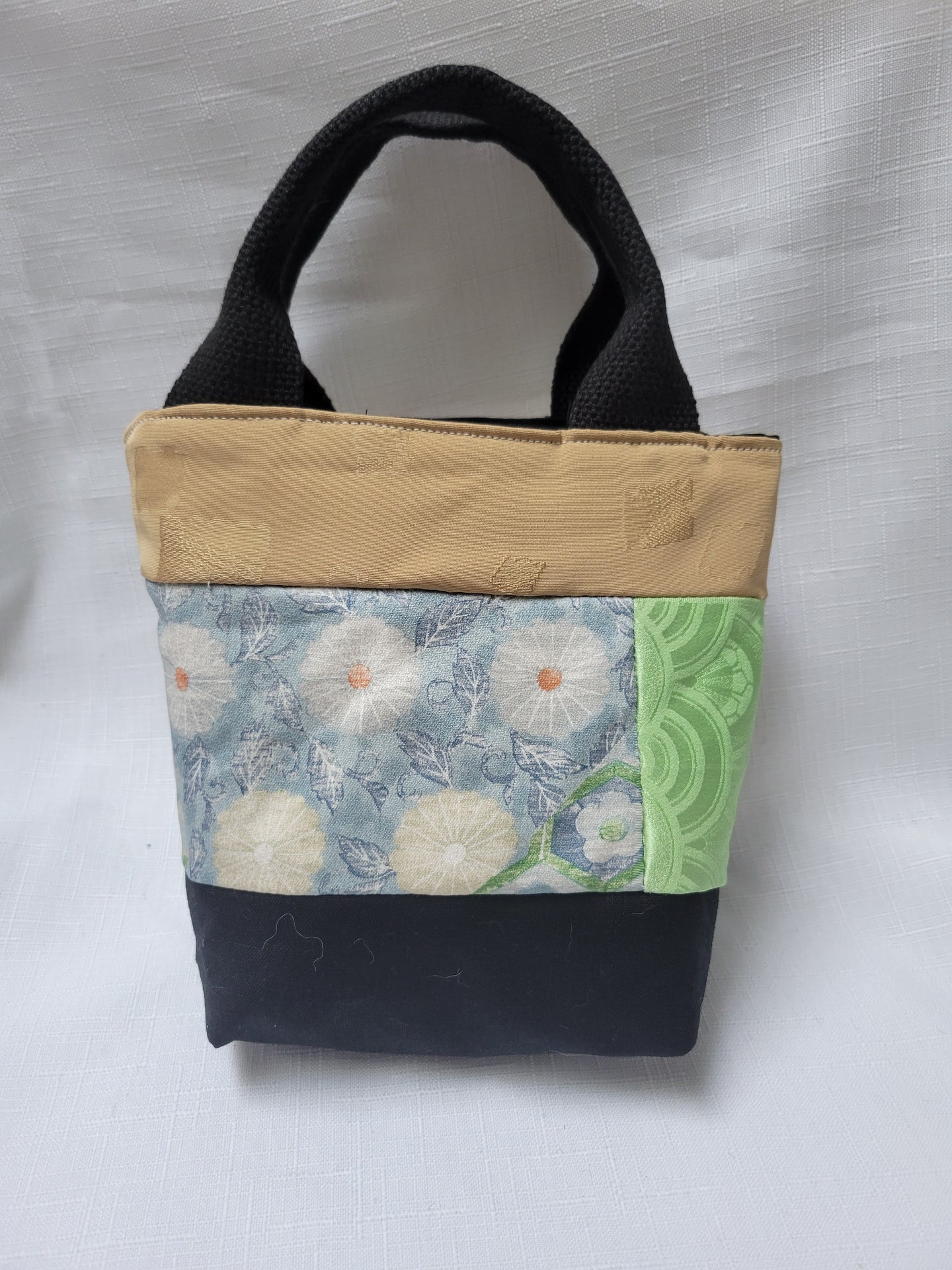 Gold and Flowers Silk Tiny Tote