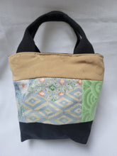 Load image into Gallery viewer, Gold and Flowers Silk Tiny Tote
